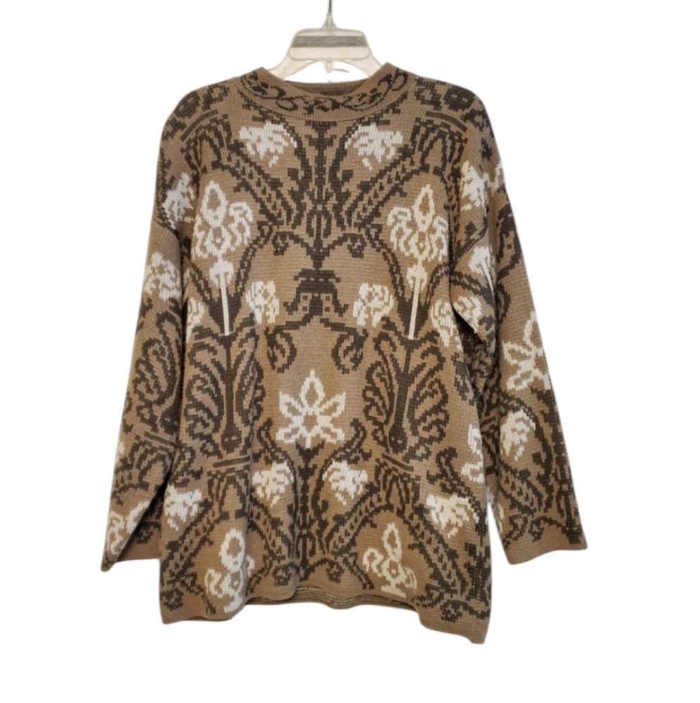 Vintage Nuggets Baroque Tapestry Inspired Damask Motif Sweater, Size Medium